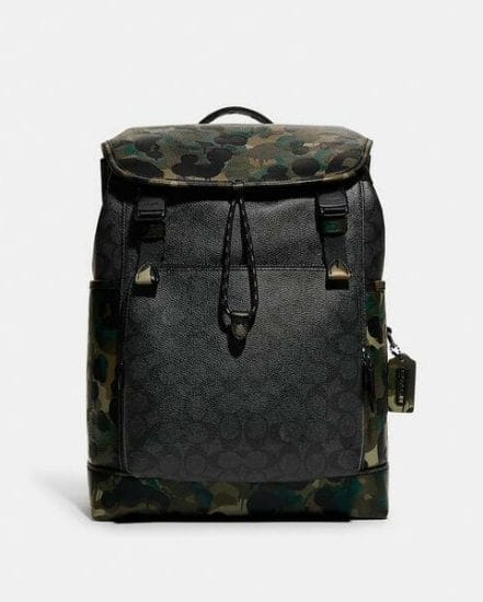 Fashion 4 Coach League Flap Backpack In Signature Canvas With Camo Print