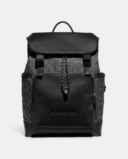 Fashion 4 Coach League Flap Backpack In Signature Jacquard