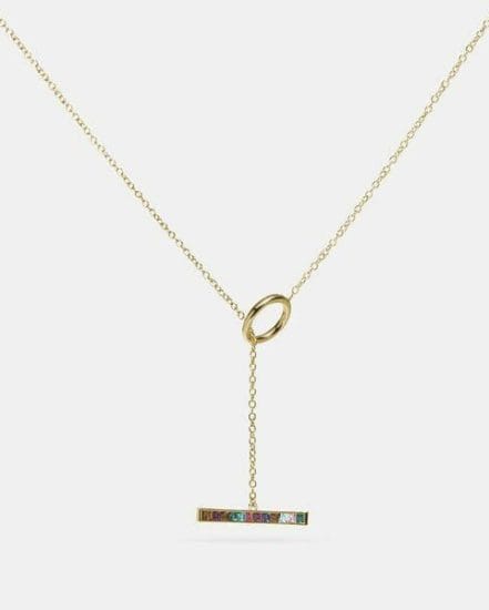 Fashion 4 Coach Legacy Rainbow Horizontal Bar Drop Necklace