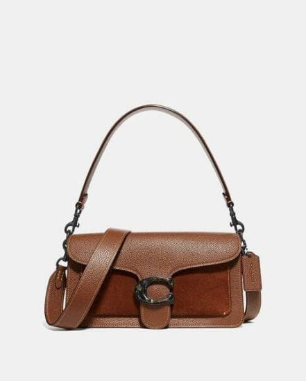 Fashion 4 Coach Mixed Leather Suede Pocket With Resin C Closure Tabby Shoulder Bag 26