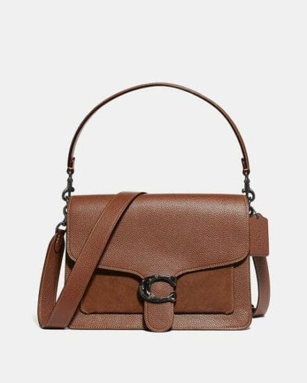 Fashion 4 Coach Mixed Leather Suede Pocket With Resin C Closure Tabby Shoulder Bag