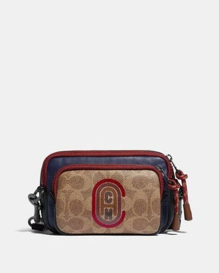 Fashion 4 Coach Pacer Convertible Double Pouch In Colorblock Signature Canvas With Coach Patch