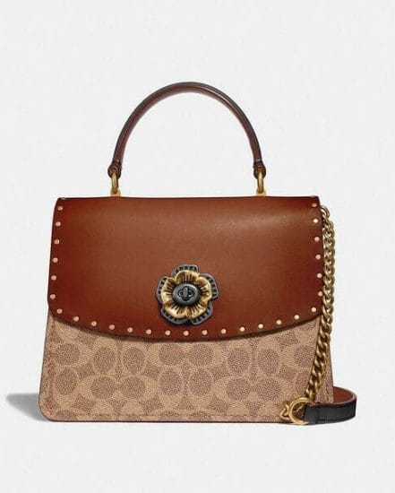 Fashion 4 Coach Parker Top Handle In Signature Canvas With Rivets