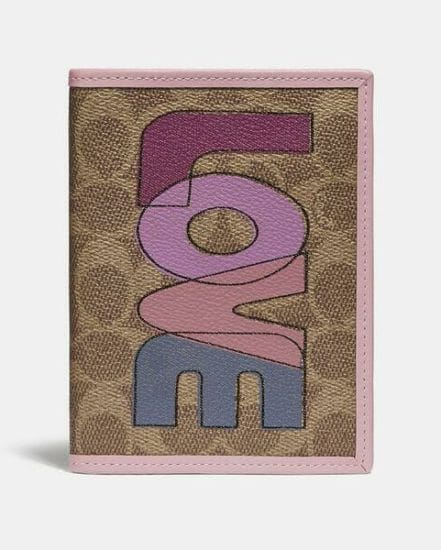 Fashion 4 Coach Passport Case In Signature Canvas With Love Print