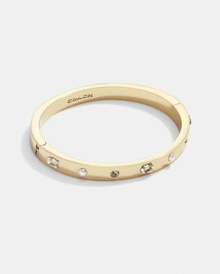 Fashion 4 Coach Pegged Signature And Stone Hinged Bangle