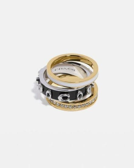 Fashion 4 Coach Pegged Signature Ring Set