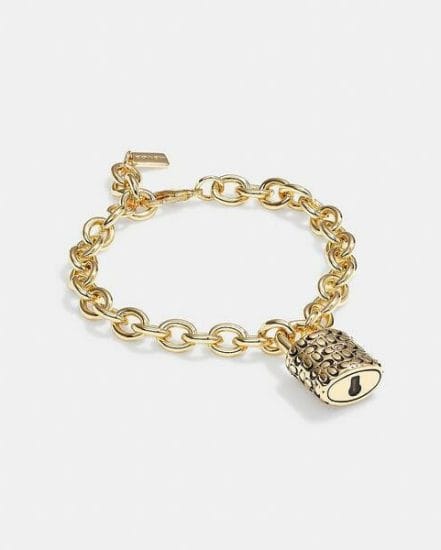Fashion 4 Coach Quilted Padlock Chain Bracelet