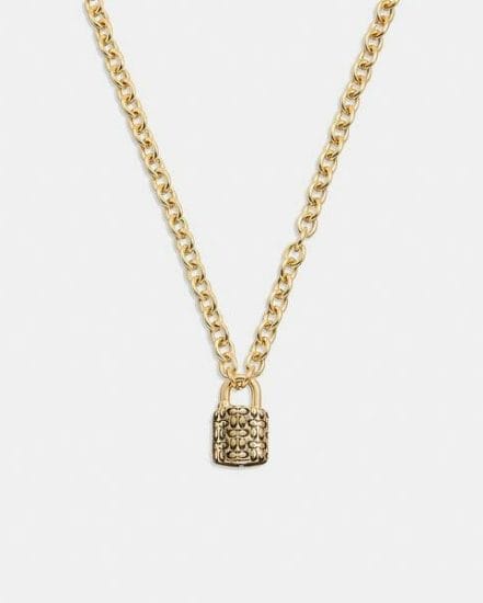 Fashion 4 Coach Quilted Padlock Chain Necklace