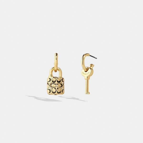 Fashion 4 Coach Quilted Padlock Key Mismatch Earrings