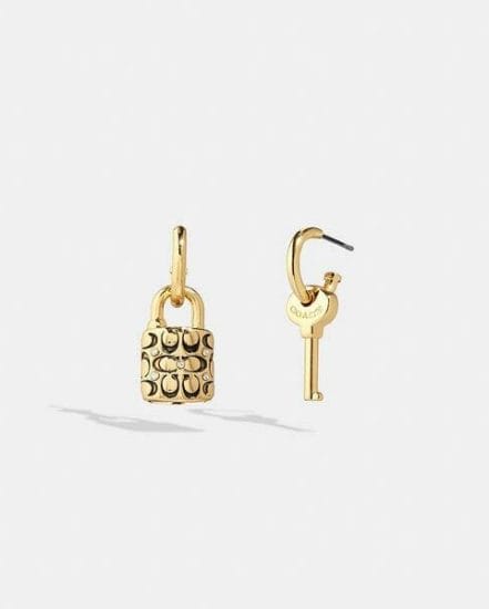 Fashion 4 Coach Quilted Padlock Key Mismatch Earrings