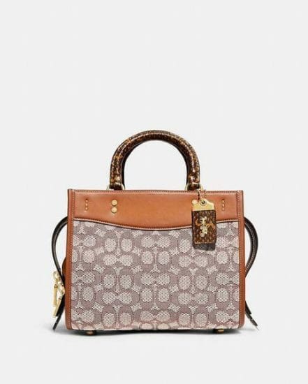 Fashion 4 Coach Rogue 25 In Signature Textile Jacquard With Snakeskin Detail