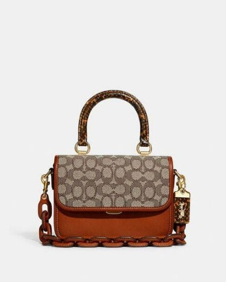 Fashion 4 Coach Rogue Top Handle In Signature Jacquard With Snakeskin Detail