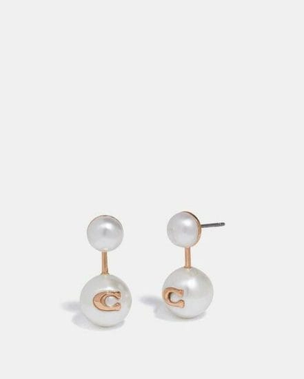 Fashion 4 Coach Sculpted Signature Pearl Drop Stud Earrings