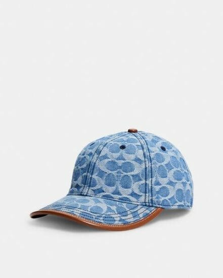 Fashion 4 Coach Signature Denim Baseball Cap In Organic Cotton