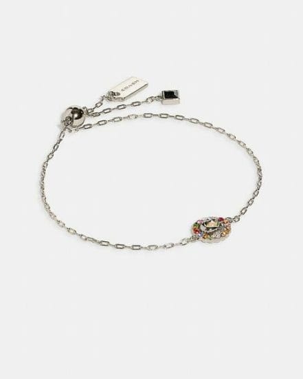 Fashion 4 Coach Signature Multicolor Crystal Slider Bracelet