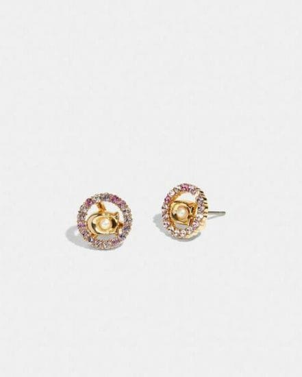 Fashion 4 Coach Signature Multicolor Crystal Stud Earrings