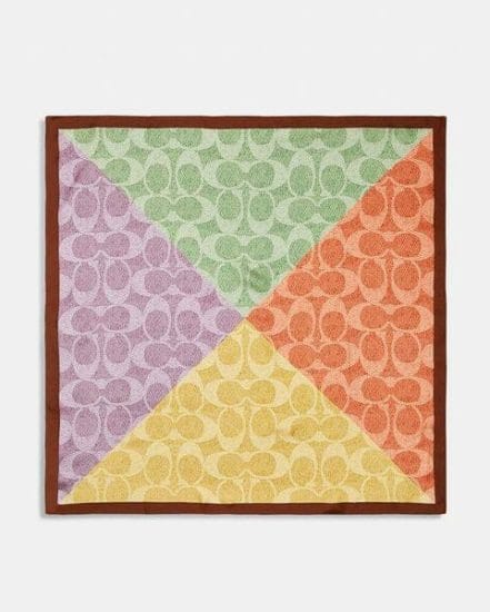 Fashion 4 Coach Signature Patchwork Print Silk Square Scarf