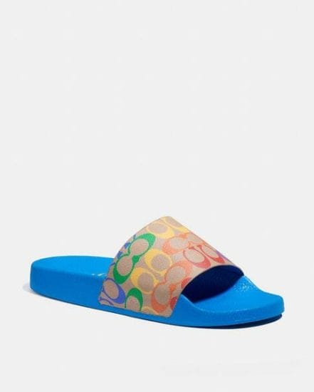 Fashion 4 Coach Signature Slide In Rainbow Signature Canvas