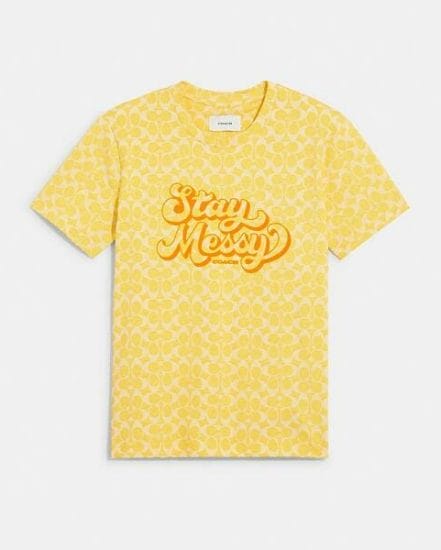 Fashion 4 Coach Signature Stay Messy T-Shirt In Organic Cotton