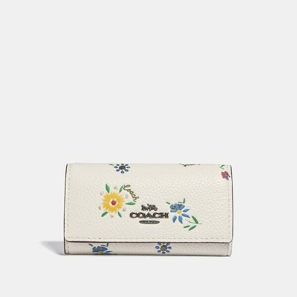 Fashion 4 Coach Six Ring Key Case With Wildflower Print