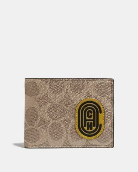 Fashion 4 Coach Slim Billfold Wallet In Signature Canvas With Coach Patch