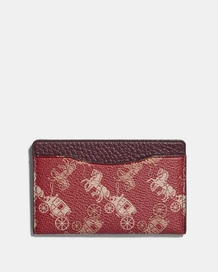 Fashion 4 Coach Small Card Case With Horse And Carriage Print