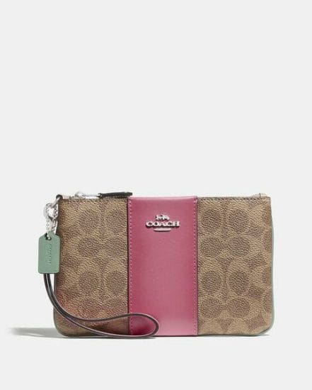 Fashion 4 Coach Small Wristlet In Blocked Signature Canvas