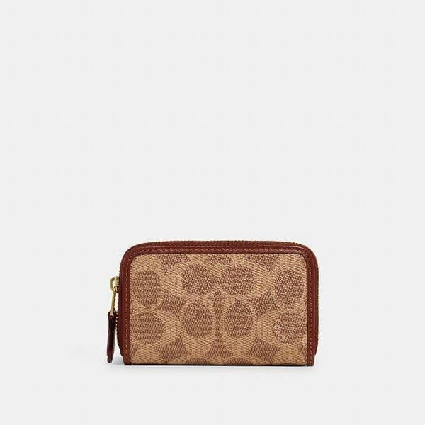 Fashion 4 Coach Small Zip Around Card Case In Signature Canvas