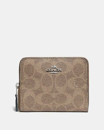 Fashion 4 Coach Small Zip Around Wallet In Blocked Signature Canvas