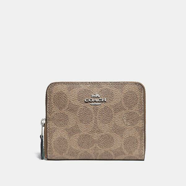 Fashion 4 Coach Small Zip Around Wallet In Blocked Signature Canvas