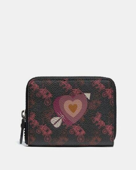 Fashion 4 Coach Small Zip Around Wallet With Horse And Carriage Print And Heart