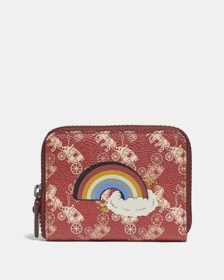 Fashion 4 Coach Small Zip Around Wallet With Horse And Carriage Print And Rainbow