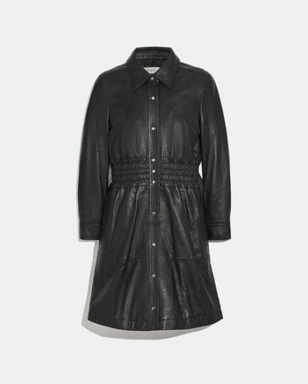 Fashion 4 Coach Smocked Leather Dress