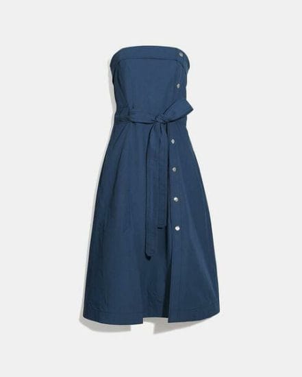 Fashion 4 Coach Tie Waist Midi Dress With Side Snaps