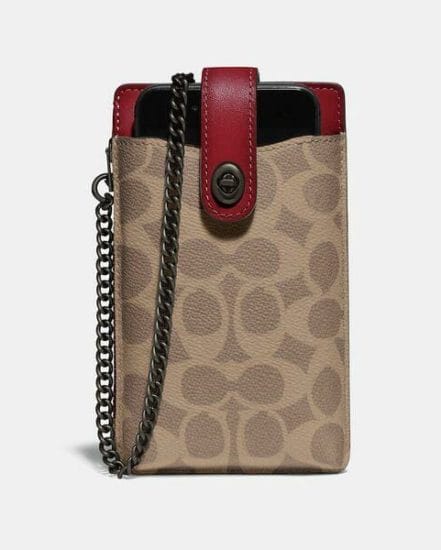 Fashion 4 Coach Turnlock Chain Phone Crossbody In Blocked Signature Canvas