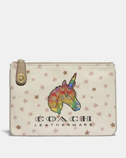 Fashion 4 Coach Turnlock Pouch 26 With Rainbow Signature Uni