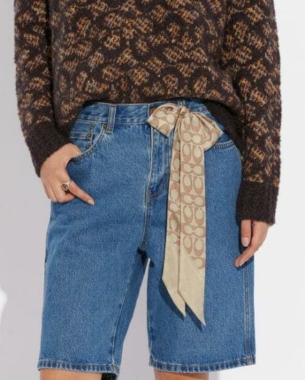 Fashion 4 Coach Vintage Signature Print Silk Skinny Scarf