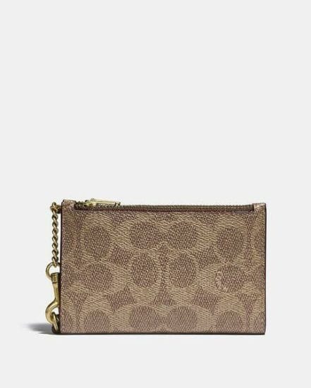 Fashion 4 Coach Zip Chain Card Case In Signature Canvas