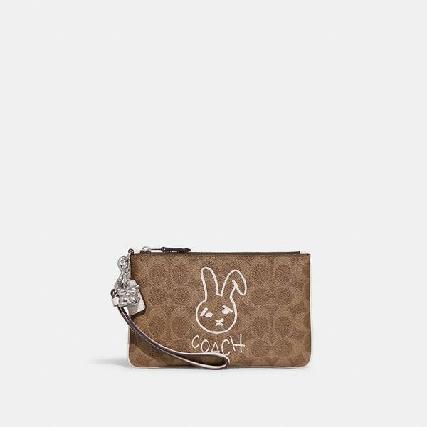 Fashion 4 Coach Lunar New Year Small Wristlet In Colorblock Signature Canvas With Rabbit