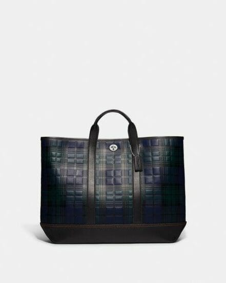 Fashion 4 Coach Toby Turnlock Tote With Plaid Print