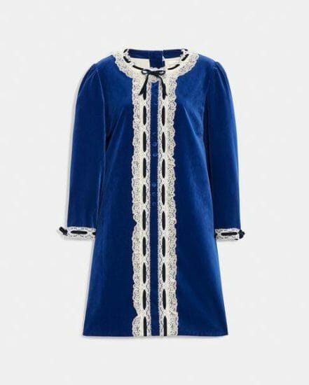 Fashion 4 Coach Velvet Dress With Lace Trim