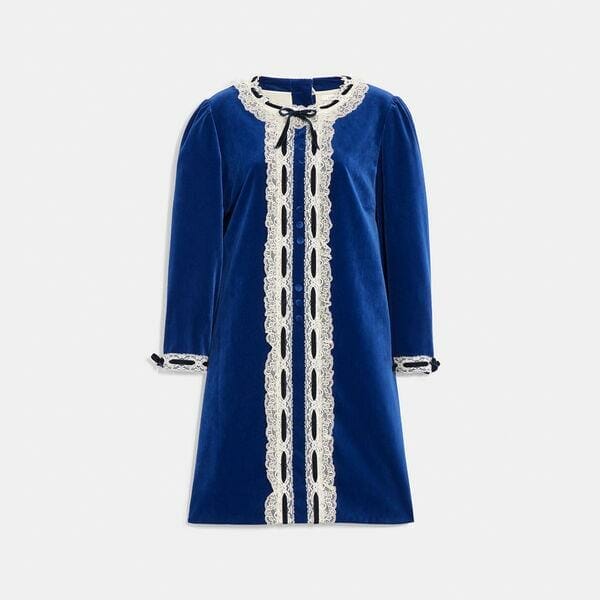 Fashion 4 Coach Velvet Dress With Lace Trim