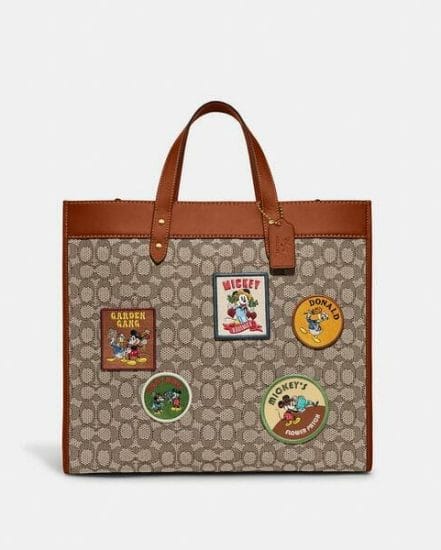 Fashion 4 Coach Disney X Coach Field Tote 40 In Signature Textile Jacquard With Patches
