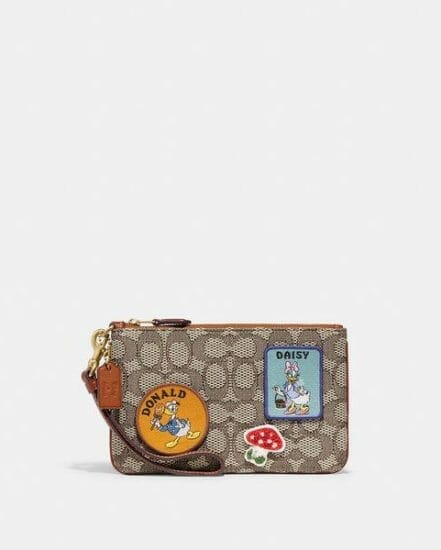 Fashion 4 Coach Disney X Coach Small Wristlet In Signature Textile Jacquard With Patches