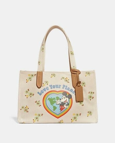 Fashion 4 Coach Disney X Coach Tote 30 In 100 Percent Recycled Canvas With Floral Print And Mickey Mouse
