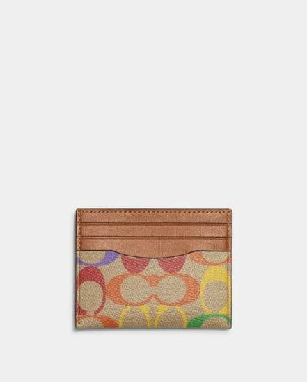 Fashion 4 Coach Flat Card Case In Signature Rainbow