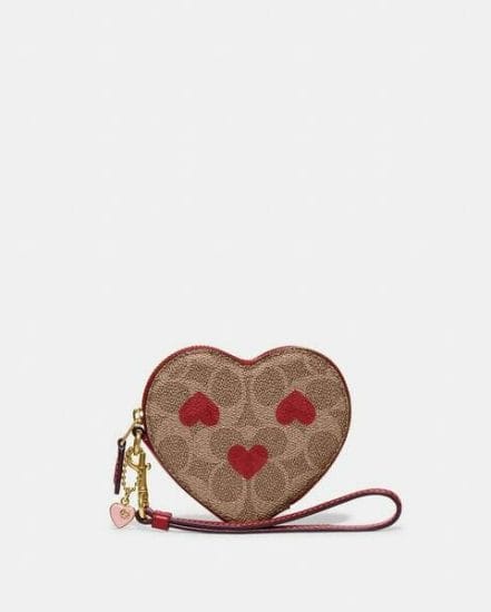 Fashion 4 Coach Heart Wristlet In Signature Canvas With Heart Print