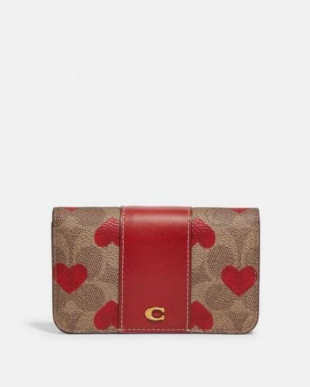 Fashion 4 Coach Slim Card Case In Signature Canvas With Heart Print