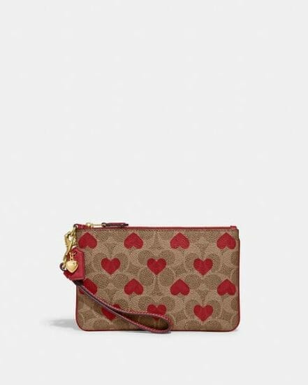 Fashion 4 Coach Small Wristlet In Signature Canvas With Heart Print