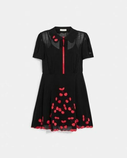 Fashion 4 Coach Cherry 40'S Dress With Scalloped Hem